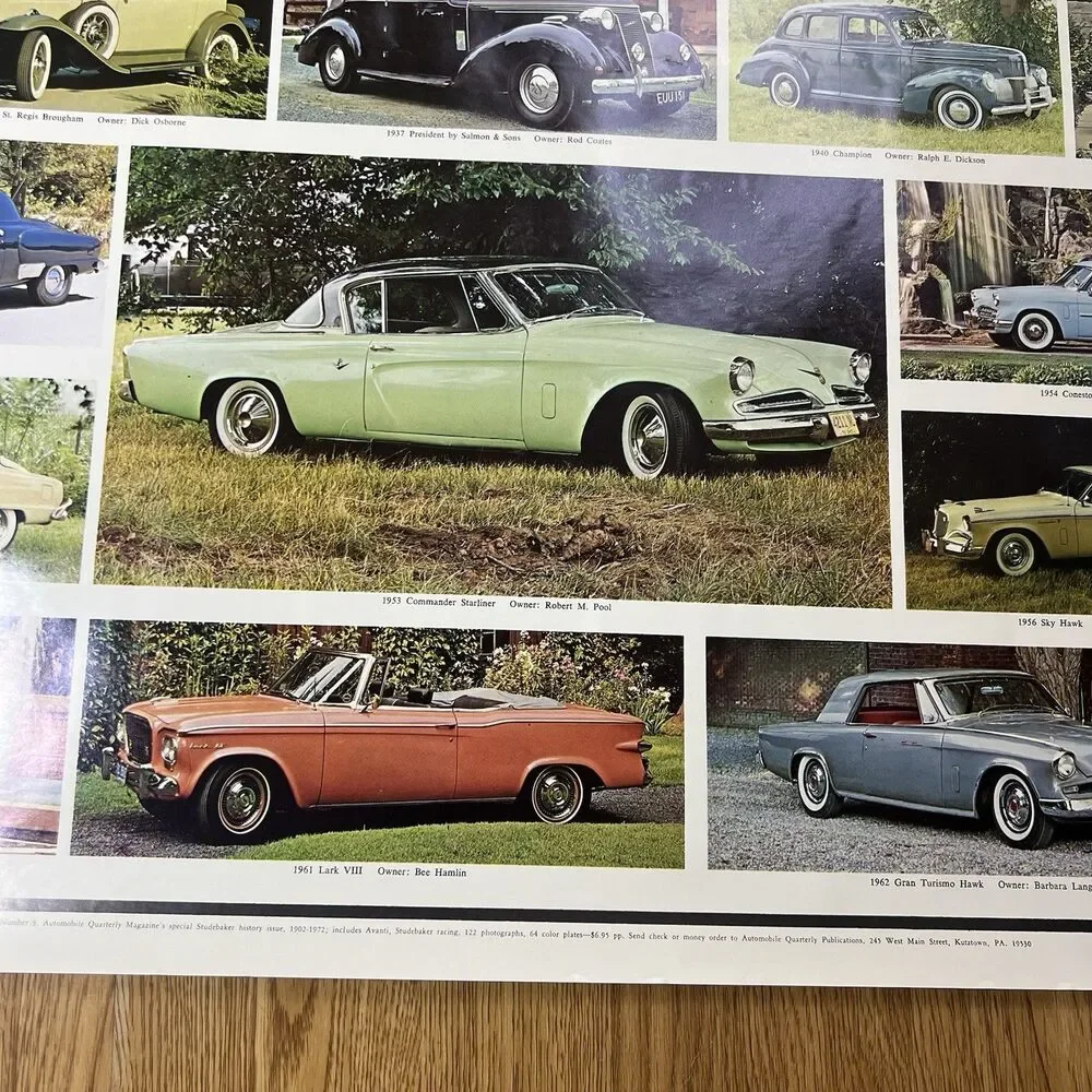 STUDEBAKER CARS 1904-1966 Vintage Original 1974 25x38 Wall POSTER Excellent